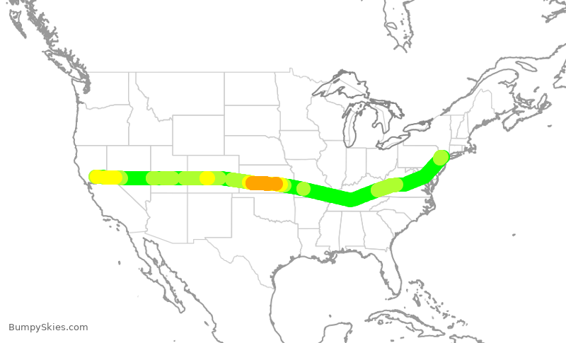 Turbulence forecast map for UAL2132, SMF to EWR