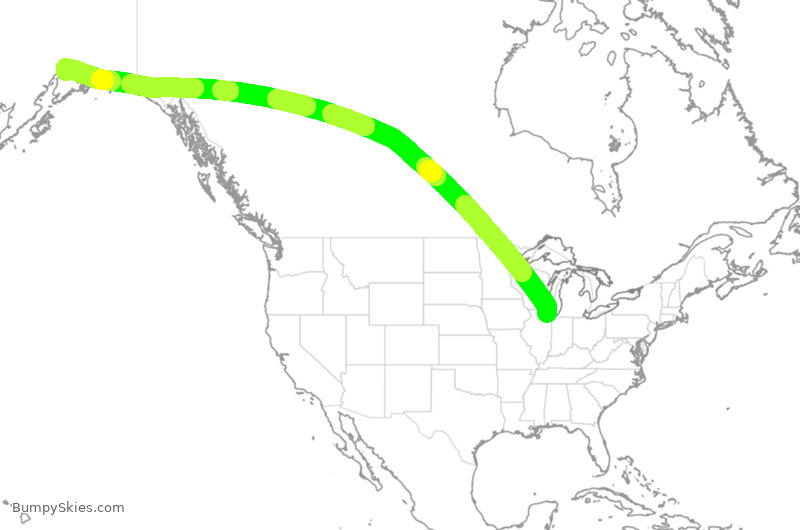 Turbulence forecast map for UAL2133, ORD to ANC