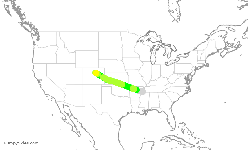 Turbulence forecast map for UAL2134, MEM to DEN