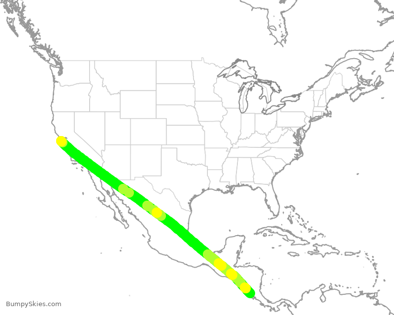 Turbulence forecast map for UAL2139, SFO to LIR
