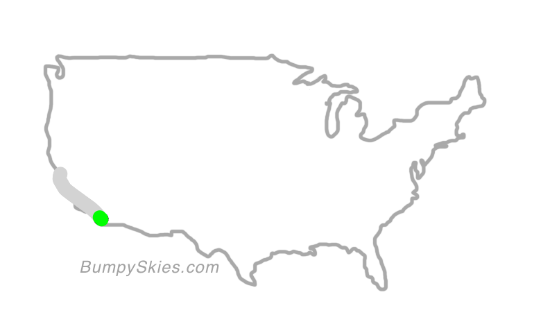 Map of continental US with illustrated flight path and turbulence forecast (described in text below)