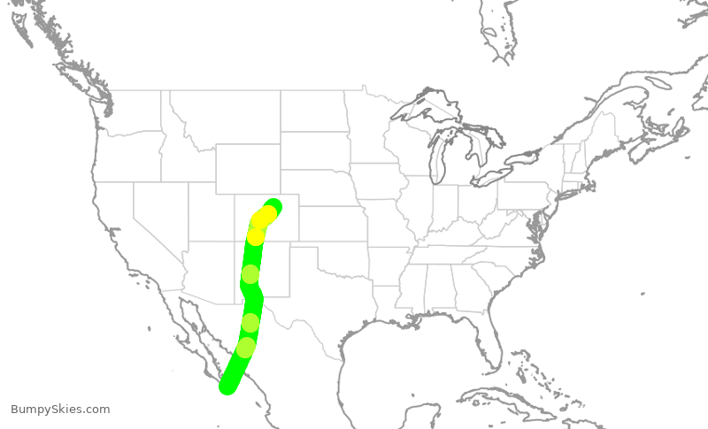 Turbulence forecast map for UAL2152, SJD to DEN