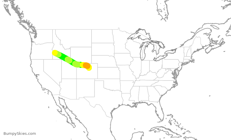 Turbulence forecast map for UAL2154, BOI to DEN