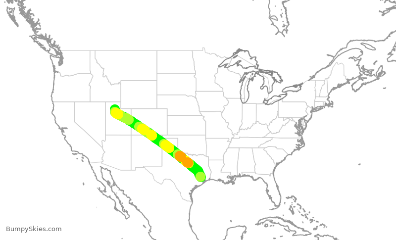 Turbulence forecast map for UAL2157, IAH to SLC