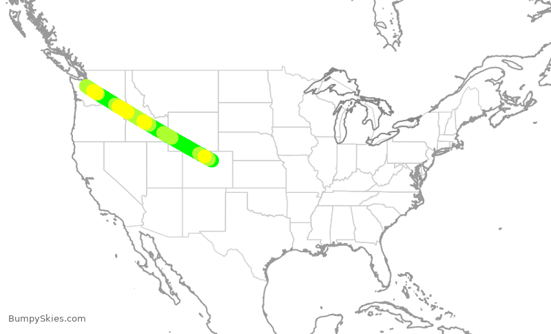 Turbulence forecast map for UAL2164, DEN to SEA
