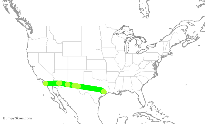 Turbulence forecast map for UAL2165, SAN to IAH