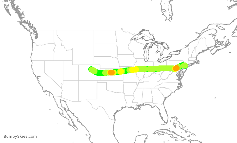 Turbulence forecast map for UAL2166, EWR to DEN