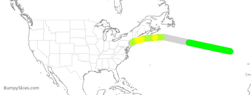 Turbulence forecast map for UAL216, EWR to PDL