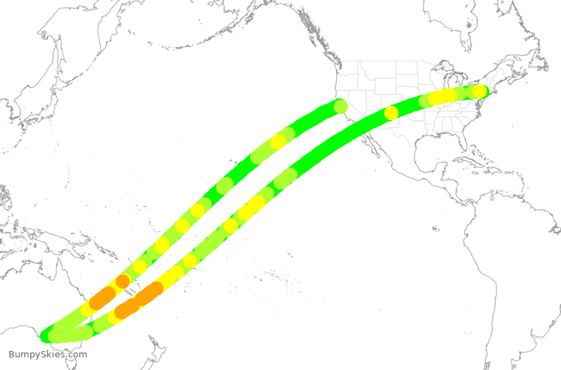 Turbulence forecast map for UAL2171, EWR to SFO