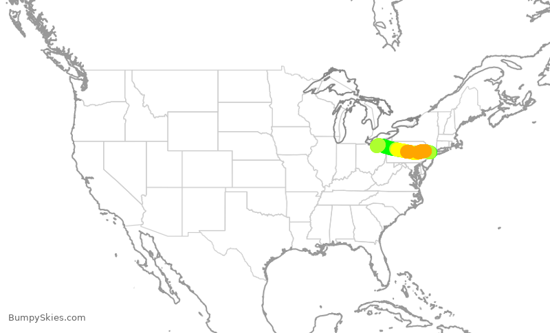 Turbulence forecast map for UAL2172, EWR to CLE