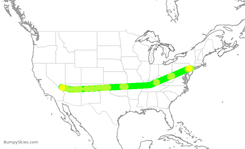 Turbulence forecast map for UAL2175, EWR to LAS