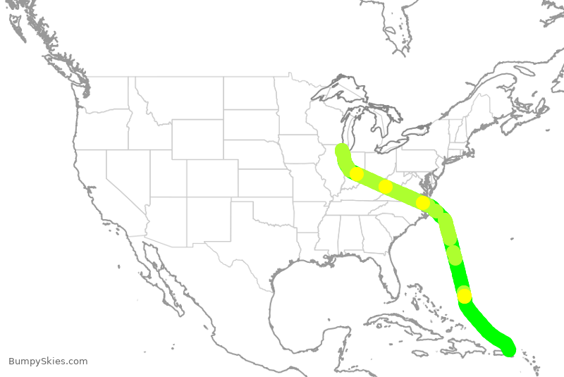 Turbulence forecast map for UAL2176, ORD to IST