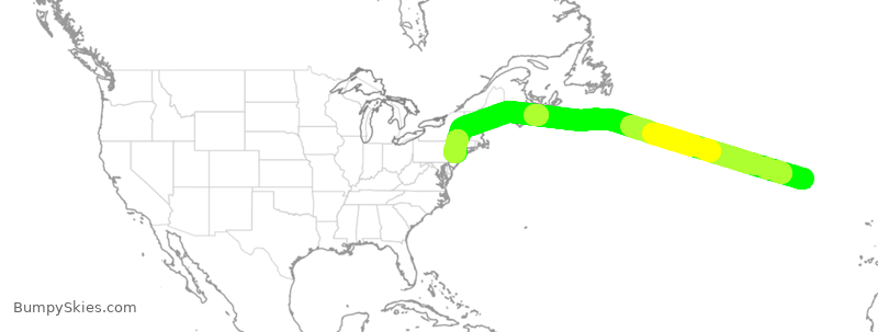 Turbulence forecast map for UAL217, PDL to EWR