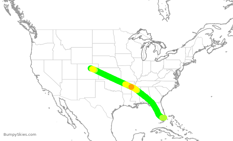Turbulence forecast map for UAL2188, DEN to FLL