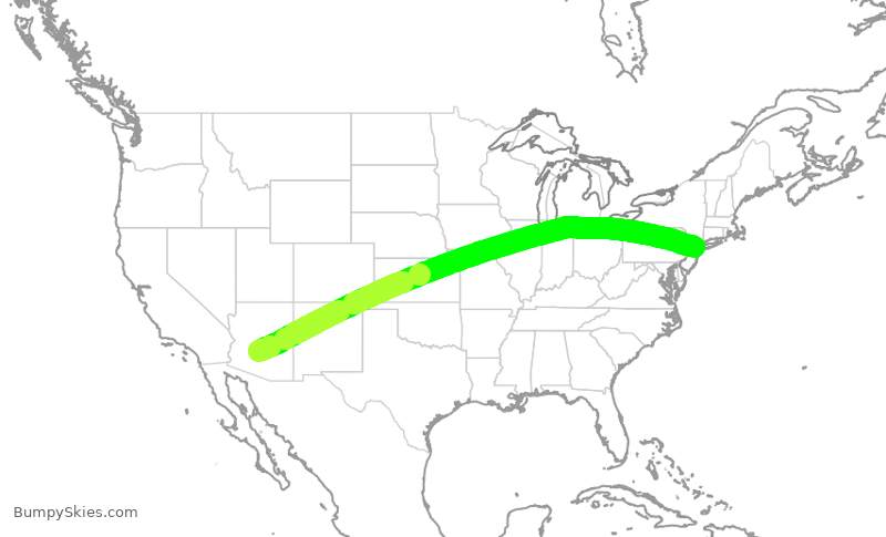 Turbulence forecast map for UAL2188, PHX to EWR
