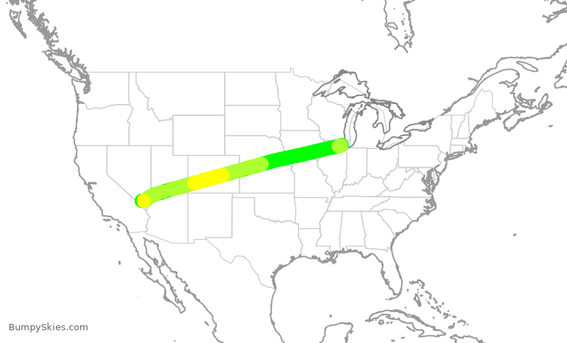 Turbulence forecast map for UAL2199, ORD to LAS