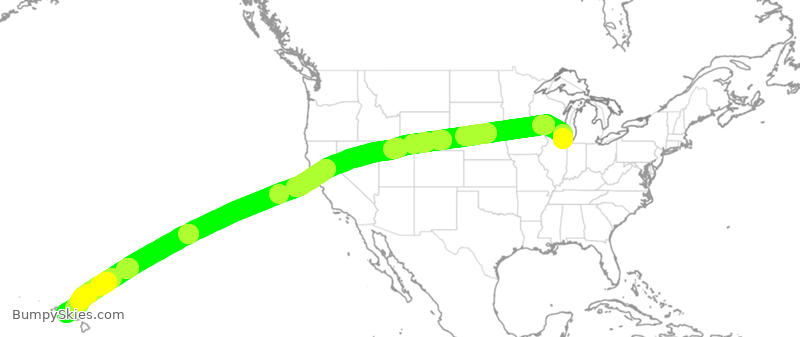 Turbulence forecast map for UAL219, ORD to HNL