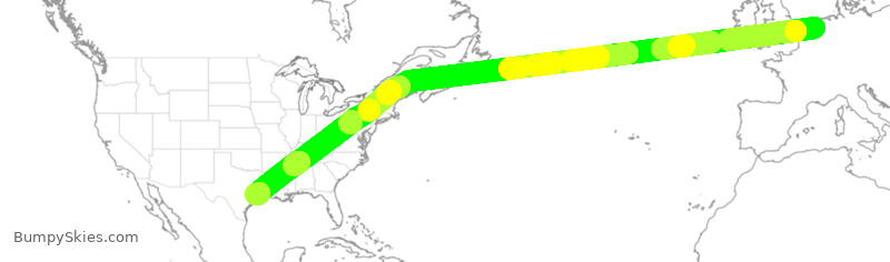 Turbulence forecast map for UAL21, AMS to IAH