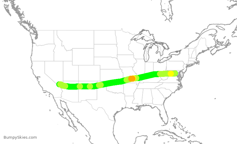 Turbulence forecast map for UAL2209, IAD to LAS