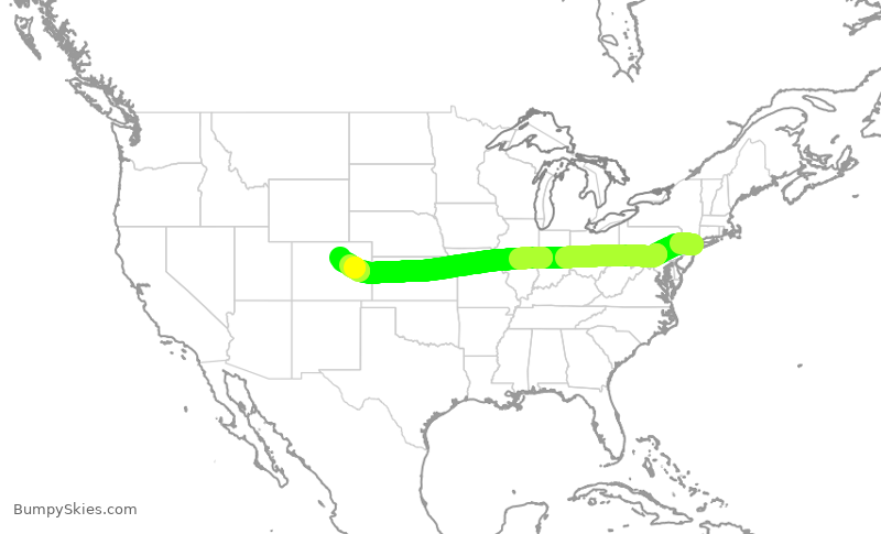 Turbulence forecast map for UAL2213, LGA to DEN