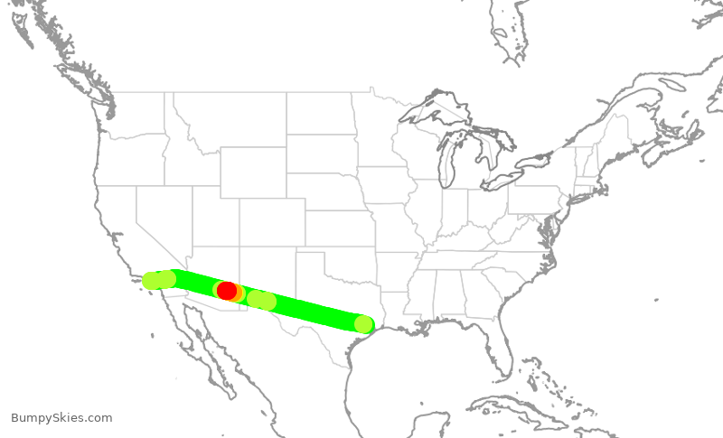 Turbulence forecast map for UAL2215, IAH to LAX