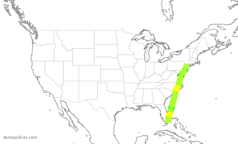 Turbulence forecast map for UAL2217, EWR to FLL
