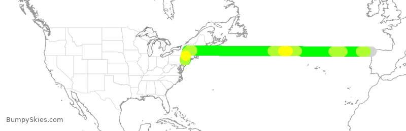 Turbulence forecast map for UAL221, SCQ to EWR