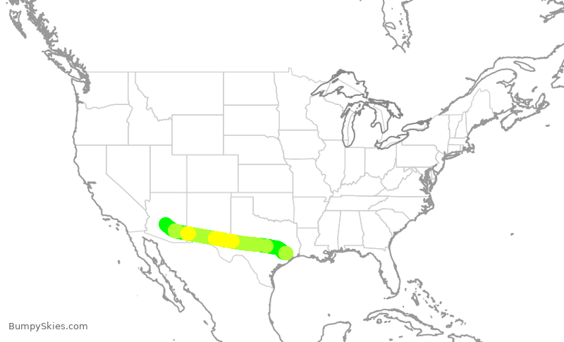 Turbulence forecast map for UAL2226, PHX to IAH