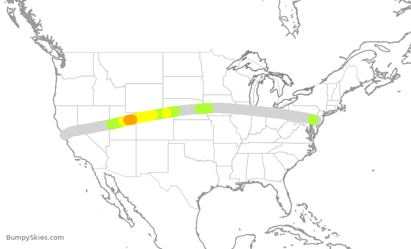 Turbulence forecast map for UAL2229, SFO to PHL