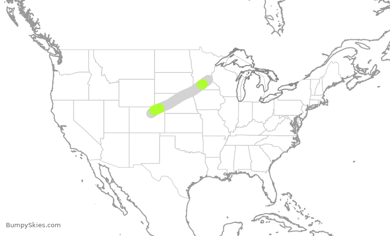 Turbulence forecast map for UAL2232, MSP to DEN