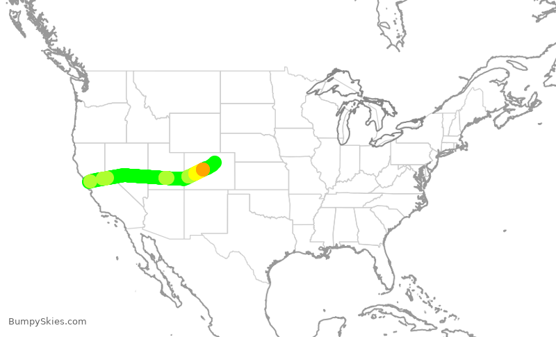 Turbulence forecast map for UAL2234, SFO to DEN