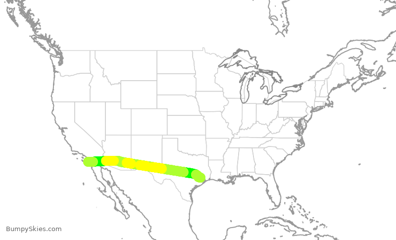 Turbulence forecast map for UAL2237, SAN to IAH