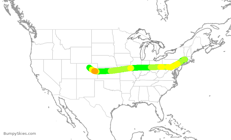 Turbulence forecast map for UAL2239, BDL to DEN