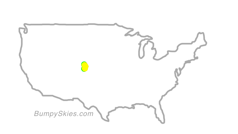 Map of continental US with illustrated flight path and turbulence forecast (described in text below)