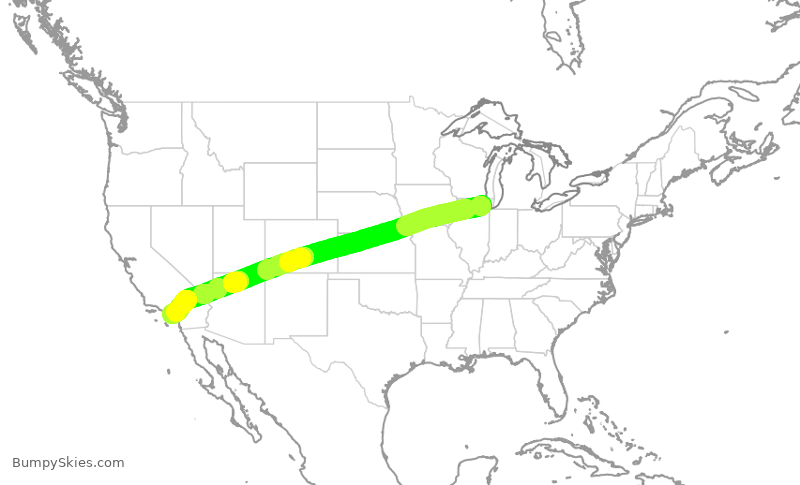 Turbulence forecast map for UAL2240, ORD to SNA