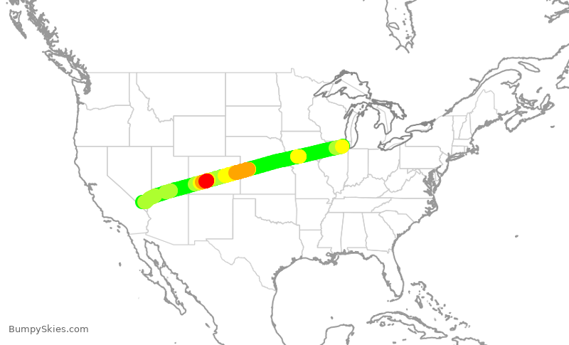 Turbulence forecast map for UAL2242, ORD to LAS