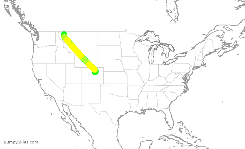 Turbulence forecast map for UAL2246, DEN to FCA