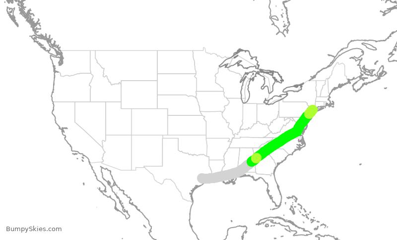 Turbulence forecast map for UAL2249, IAH to LGA