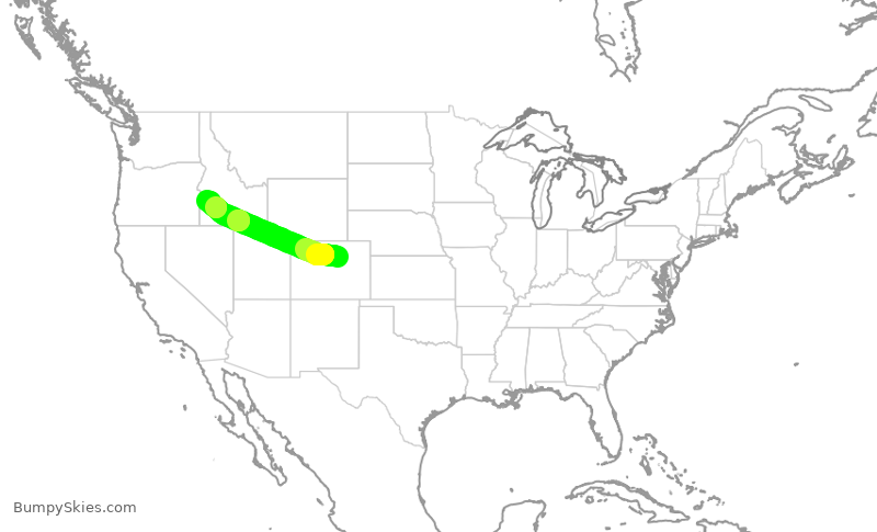 Turbulence forecast map for UAL2255, DEN to BOI