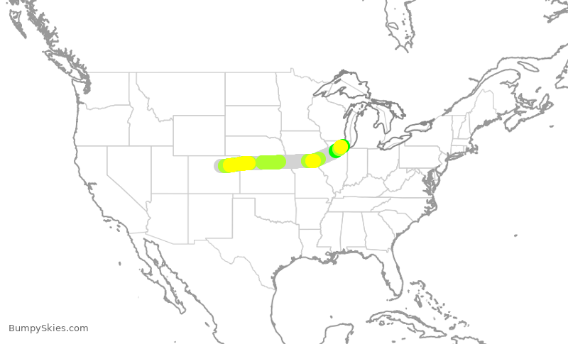 Turbulence forecast map for UAL2258, DEN to ORD