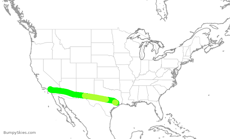 Turbulence forecast map for UAL2267, ONT to IAH