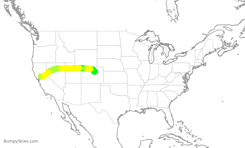Turbulence forecast map for UAL2285, SMF to DEN