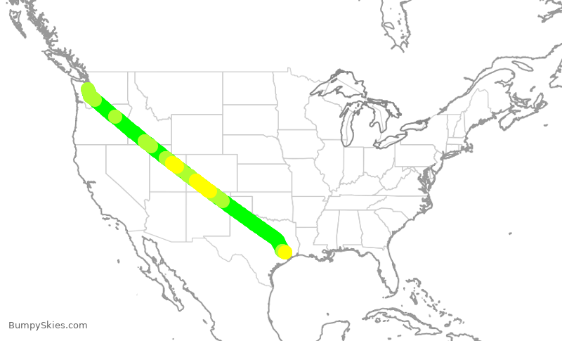Turbulence forecast map for UAL2293, SEA to IAH