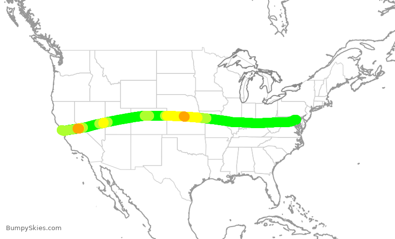 Turbulence forecast map for UAL230, BWI to SFO