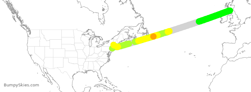 Turbulence forecast map for UAL230, EWR to GLA