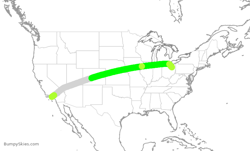 Turbulence forecast map for UAL2315, LAX to CLE