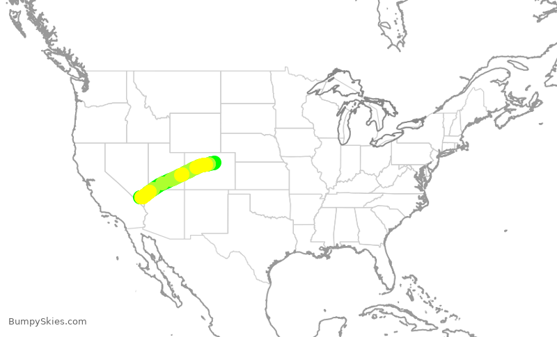 Turbulence forecast map for UAL2316, DEN to LAS