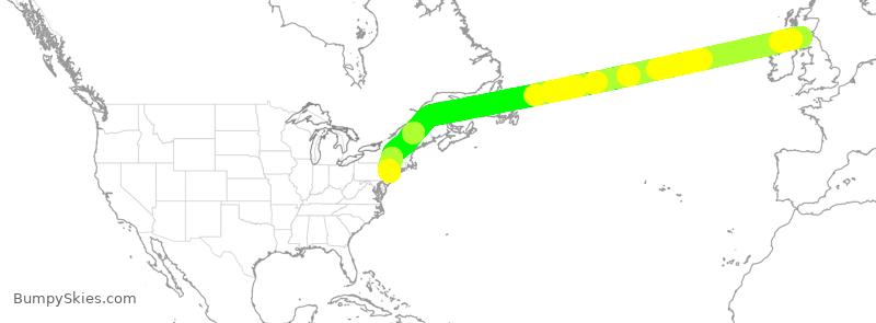 Turbulence forecast map for UAL231, GLA to EWR
