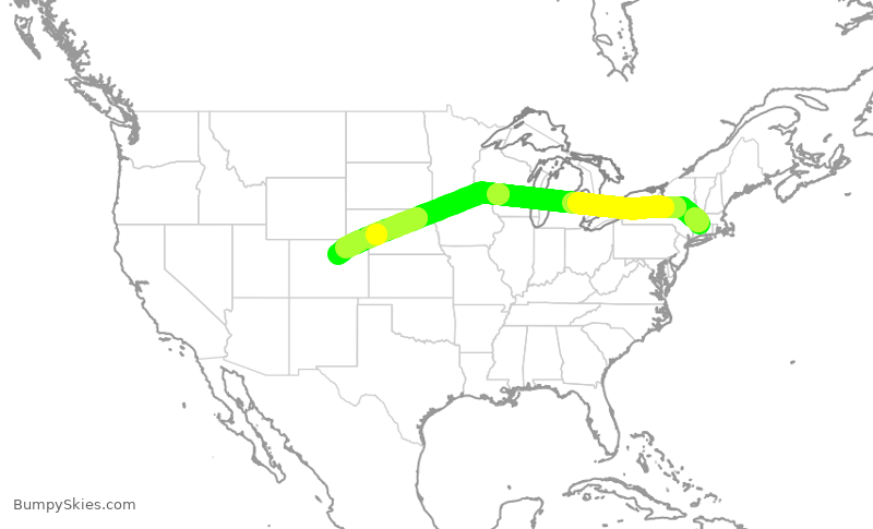 Turbulence forecast map for UAL231, BDL to DEN