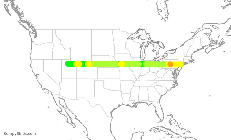 Turbulence forecast map for UAL2320, SLC to EWR